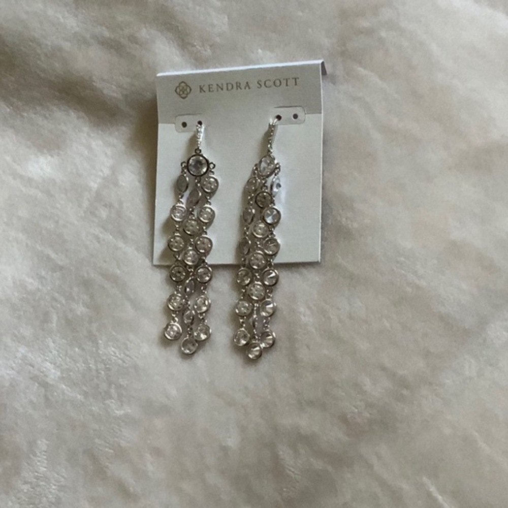 Kendra Scott Silver and Clear Dangle Earrings